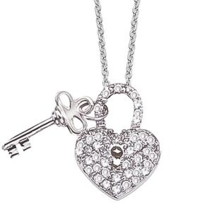 ROBERTO COIN 18Kt Gold Heart/Key Pendant With Diamonds